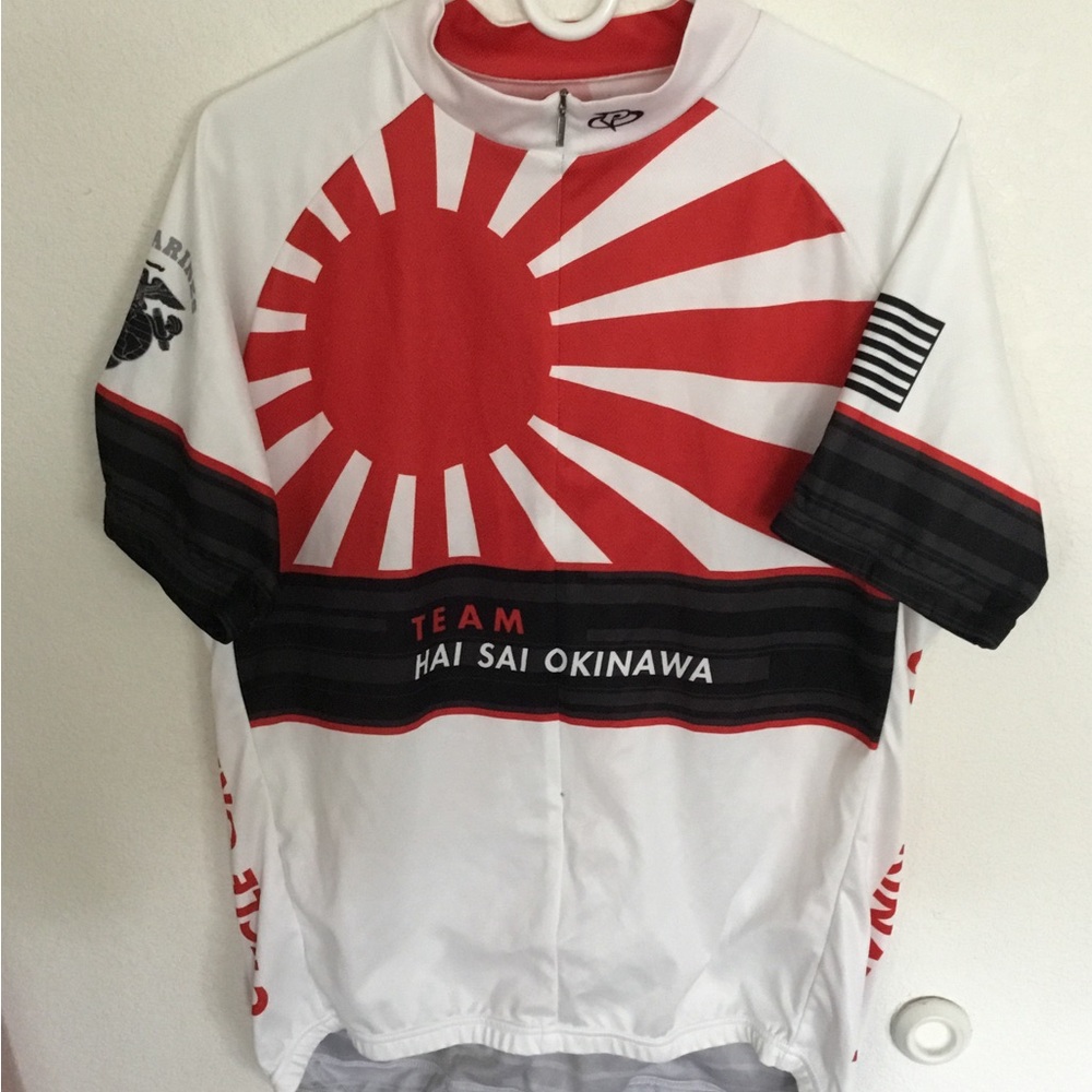 Team Men's Cycling Jersey - White & Red marine corps Okinawa Japan